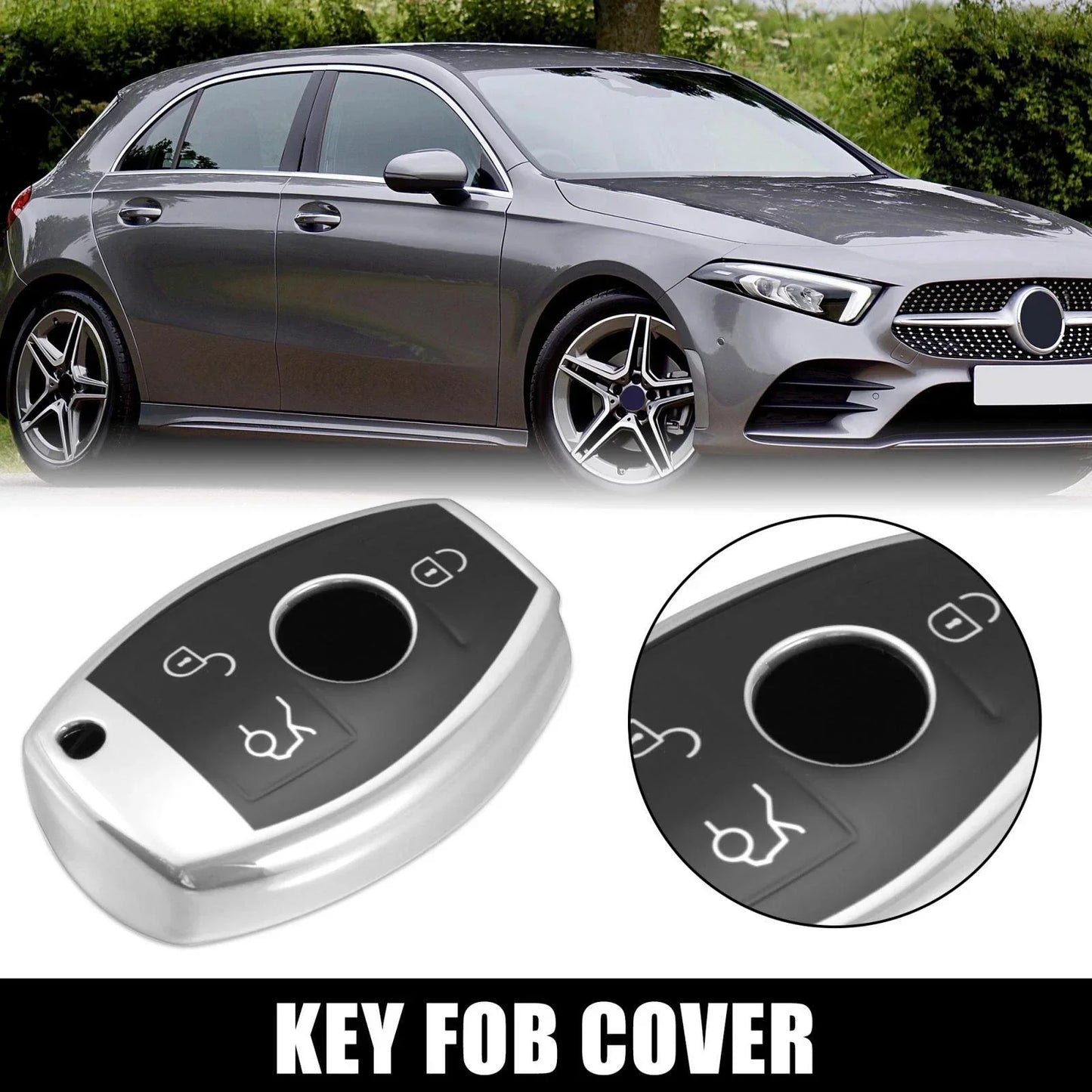 Car Key Fob Cover Remote Case Silver for Mercedes Benz C E S M CLS G