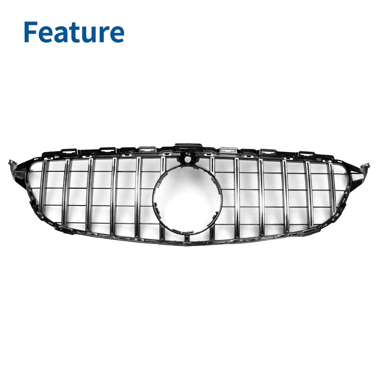 Front Upper Bumper Grille for Mercedes-Benz C250 (2012-2015) Black Chrome