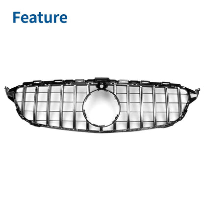 Front Upper Bumper Grille for Mercedes-Benz C250 (2012-2015) Black Chrome