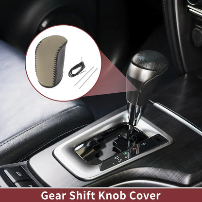 Car Gear Shift Knob Cover for Dodge Journey (2011-2020) - Black Beige Faux Leather