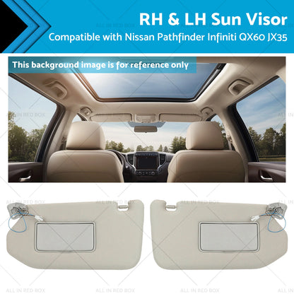 Grey Sun Visor W/Mirror for Nissan Pathfinder, Infiniti QX60, JX35 (2013-2020)