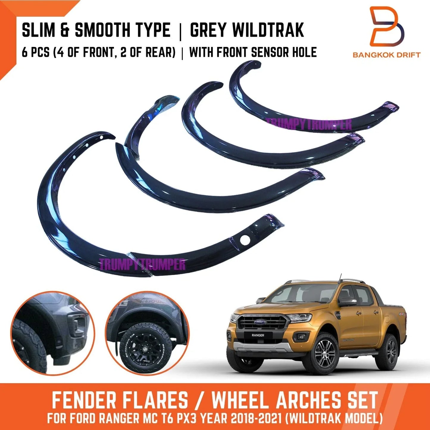 3" Slim Fender Flares for Ford Ranger PX3 (2018-2021)
