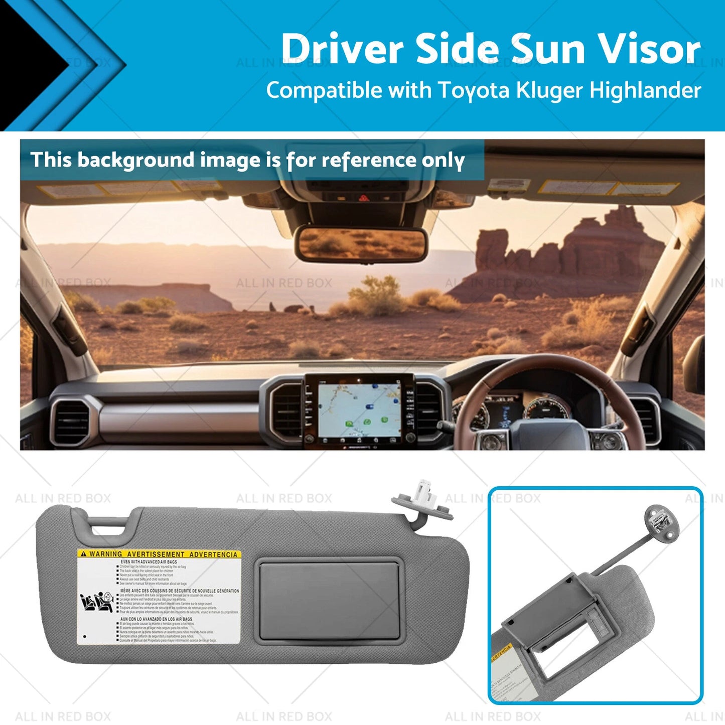 Right Driver Side Sun Visor with Vanity Light for Toyota Kluger (2014-2019)