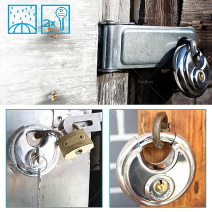 Stainless Steel Discus Lock Keyed Padlock for Storage Unit Shed Garage Fence
