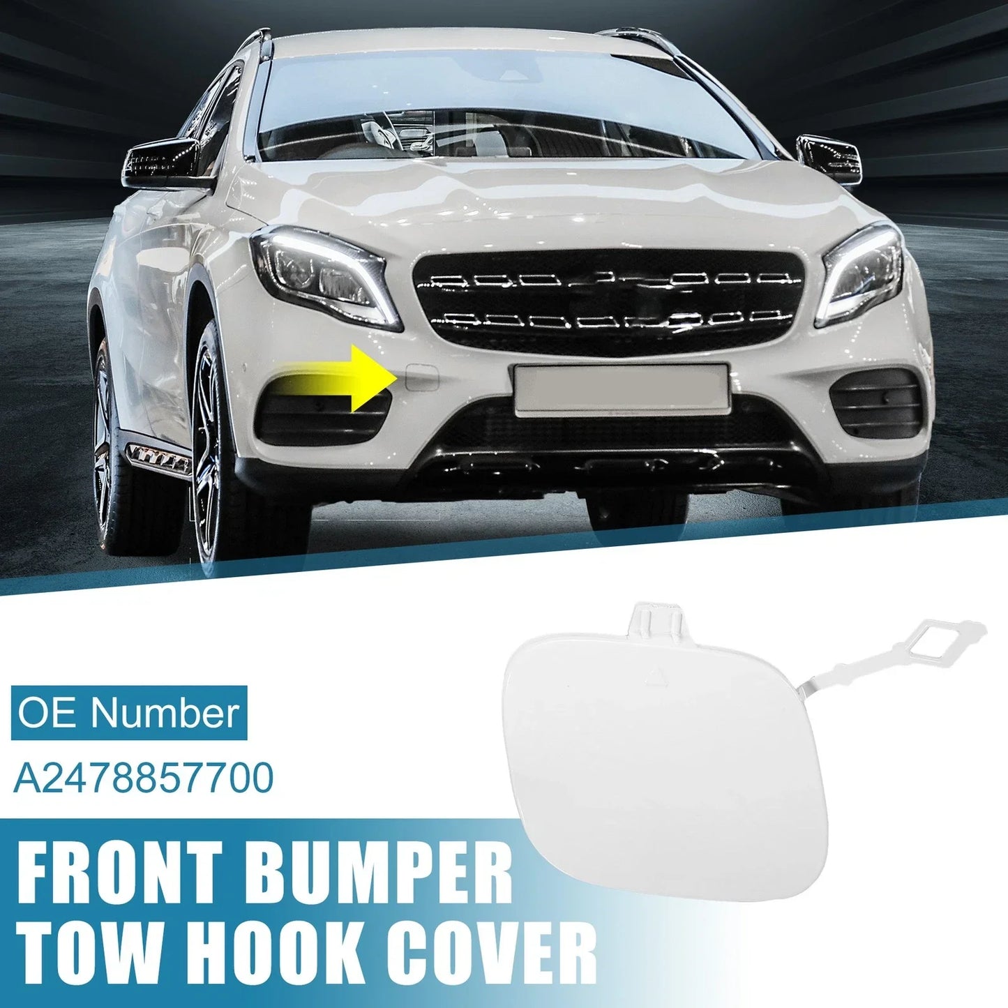 Front Right Bumper Tow Hook Cover for Mercedes-Benz GLB250 (2020-2022) White