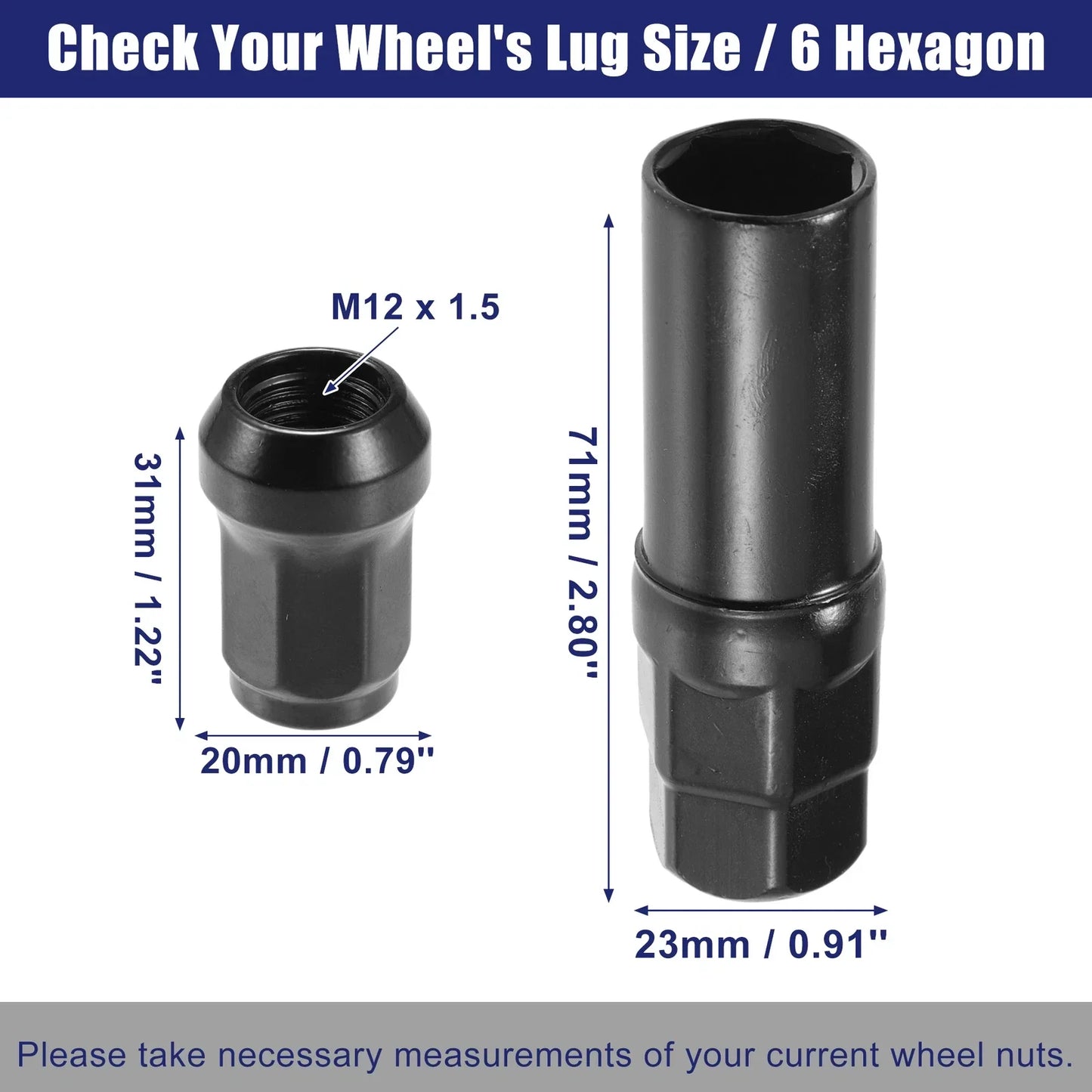M12x1.5 Car Wheel Hub Lug Nuts 2 x for Honda, Chevy, Nissan