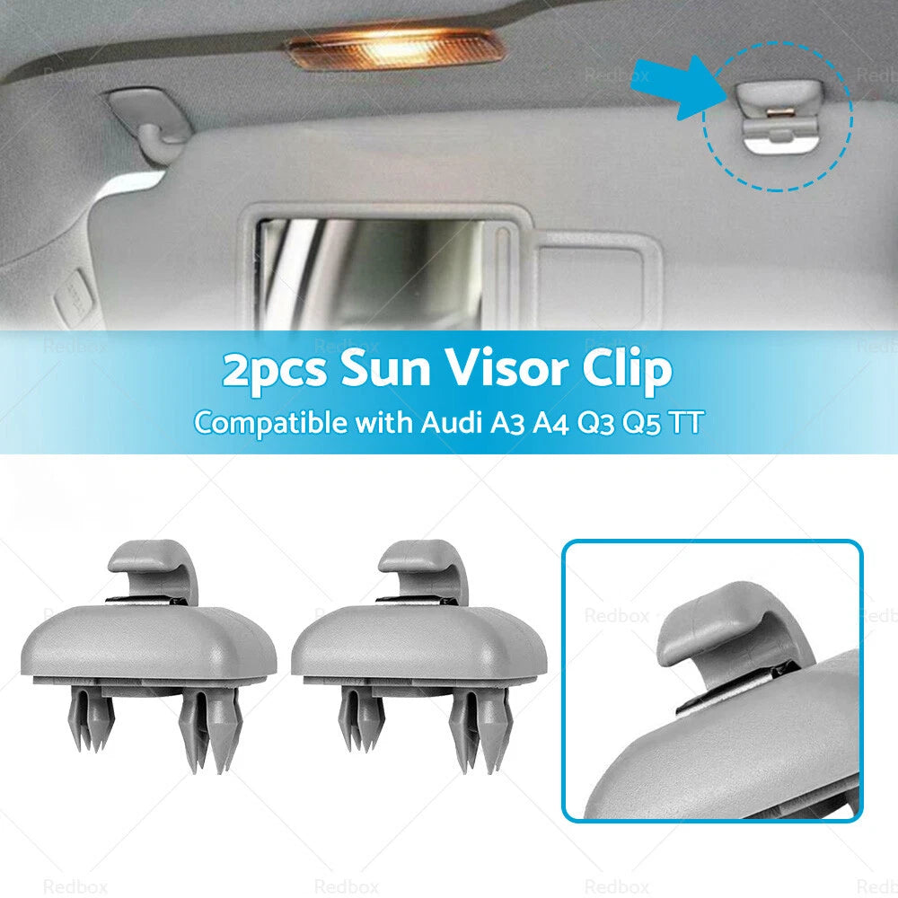 Grey Sun Visor Clip Holder Hook Bracket for Audi A3 A4 Q3 Q5 TT