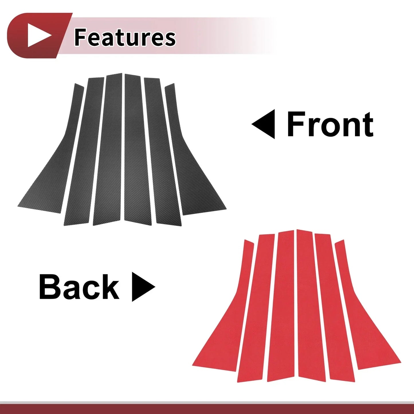 6 Pcs Car Door Pillar Window Trim for Honda Fit Jazz (2004-2007) Black Carbon Fiber
