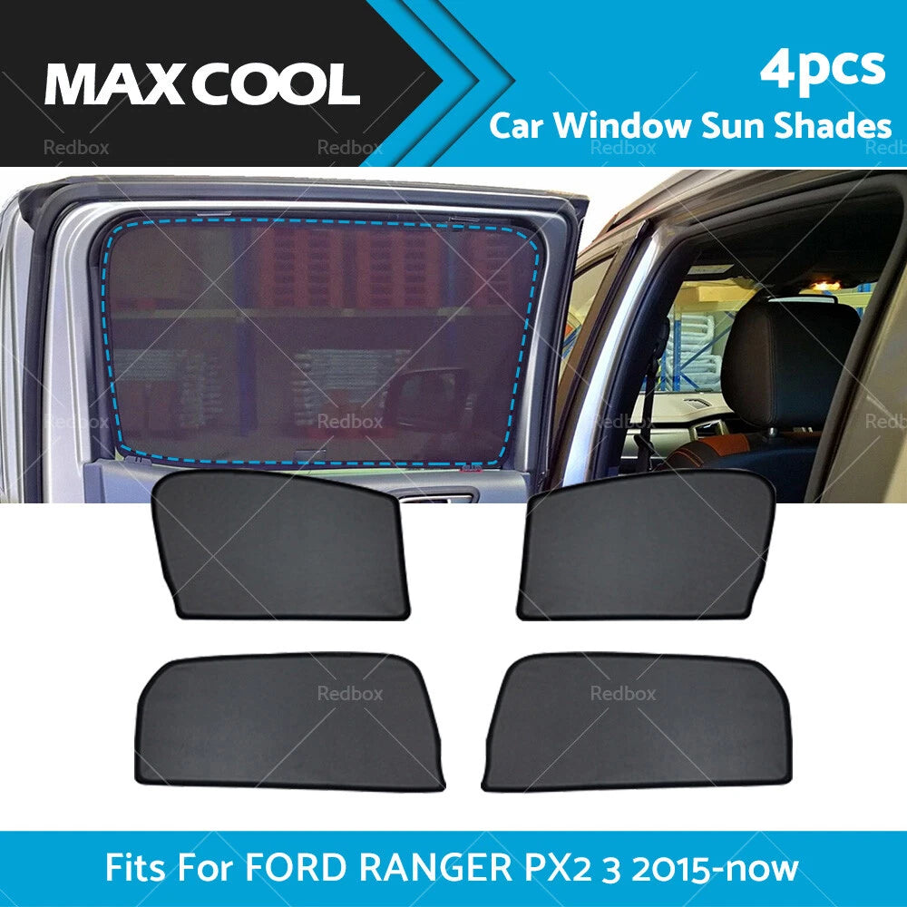 4 x Front Rear Magnetic Window Sun Shades for Ford Ranger PX2 (2015-2022)