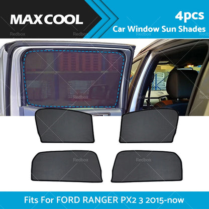 4 x Front Rear Magnetic Window Sun Shades for Ford Ranger PX2 (2015-2022)