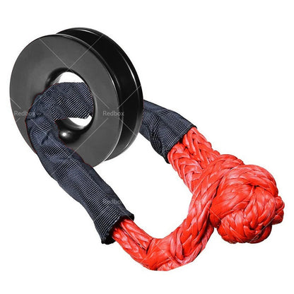 Recovery Ring Snatch Block Pulley w/ Soft Shackle for Tow Winch Rope Straps