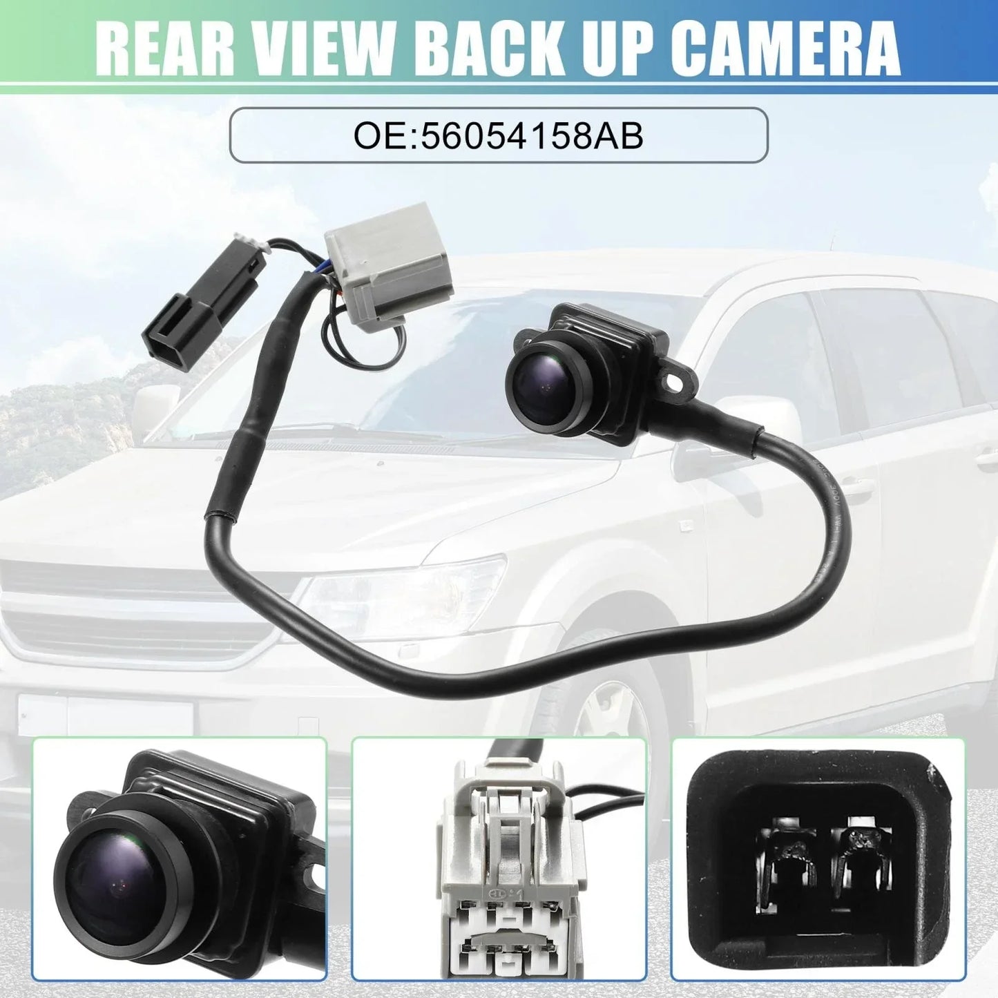 Dodge Journey Rear View Backup Camera for 2011-2020 (2 x 56054158AB, 56054158AC)