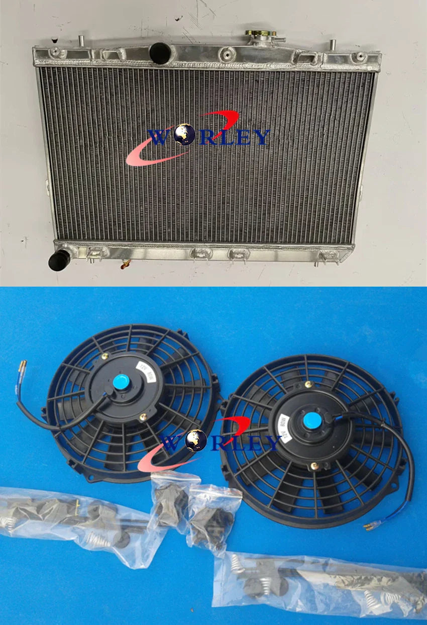 Aluminum Radiator & Fans for Hyundai Elantra Tiburon L4 V6 2.0L 2.7L (2001-2008)
