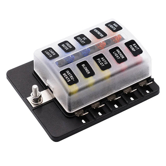 10 Way Circuit ATO ATC Blade LED Fuse Box Holder for Car