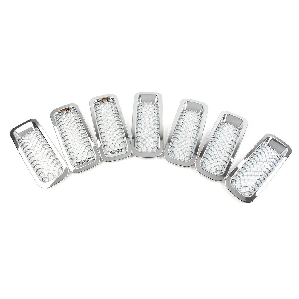7 x Front Mesh Grille Cover for Jeep Patriot (2011-2017) Chrome ABS