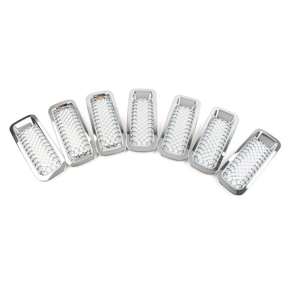 7 x Front Mesh Grille Cover for Jeep Patriot (2011-2017) Chrome ABS