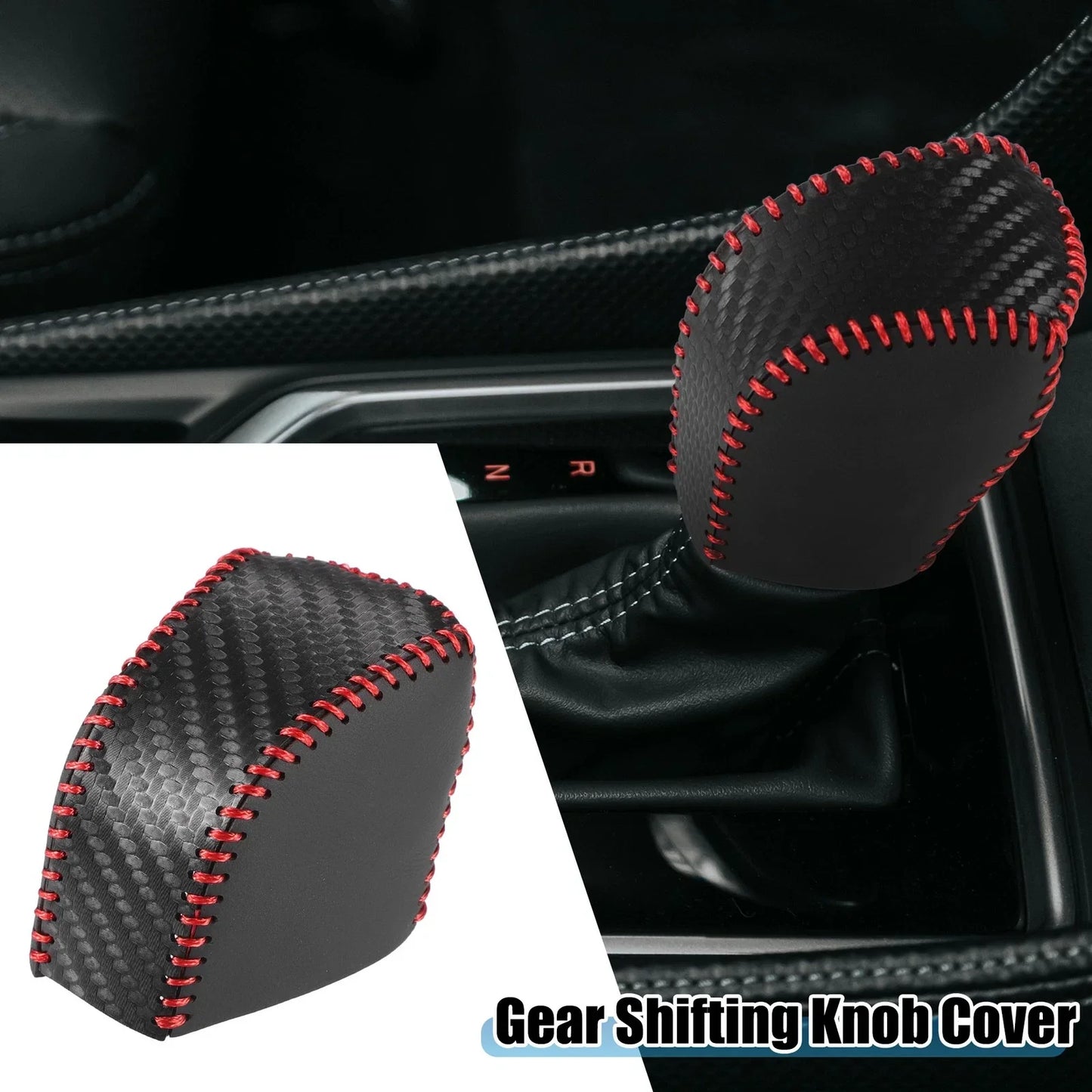 Auto Gear Shifting Knob Cover for Lexus NX250 2022-2023 Black Red Stitching
