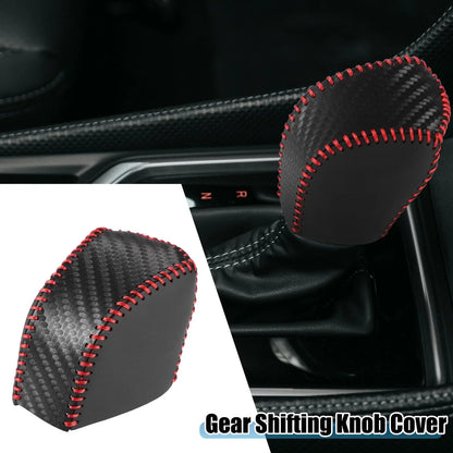Auto Gear Shifting Knob Cover for Lexus NX250 2022-2023 Black Red Stitching