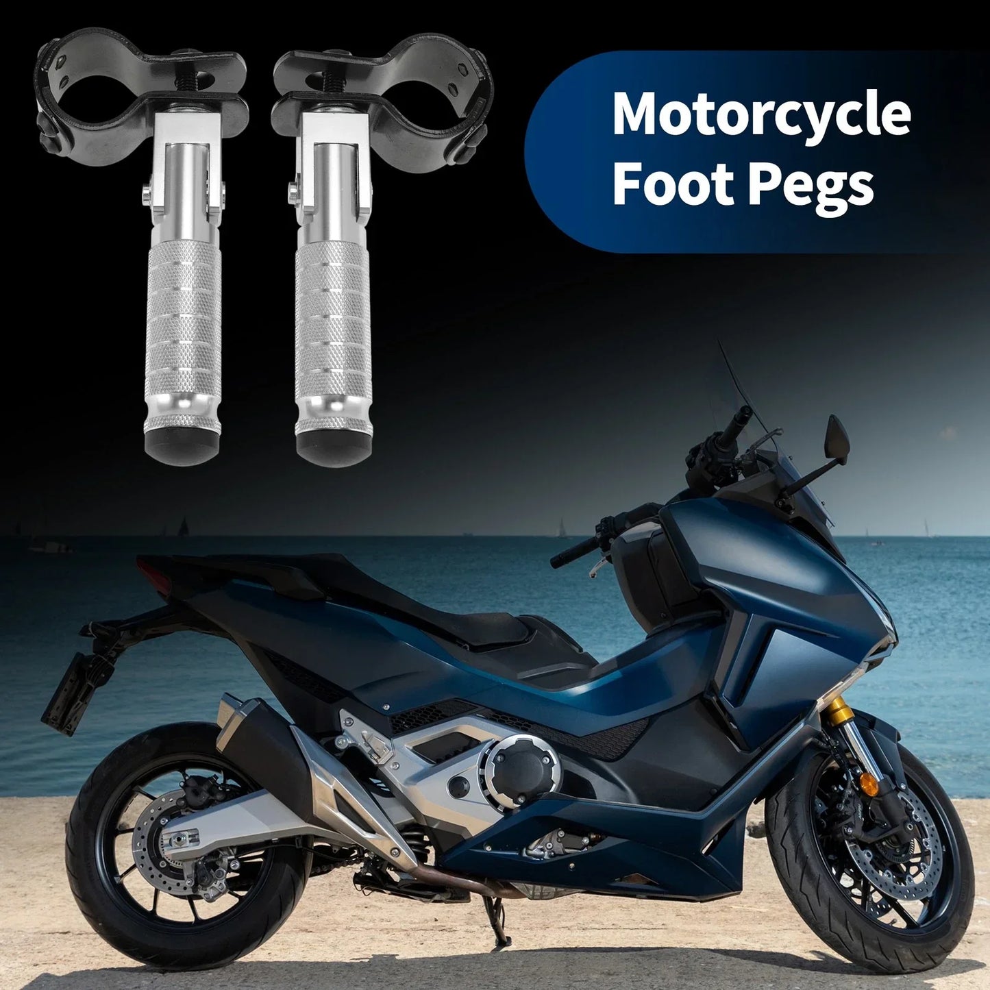 Universal Motorcycle Rear Footrest for Honda, Suzuki, Kawasaki - 1 Pair