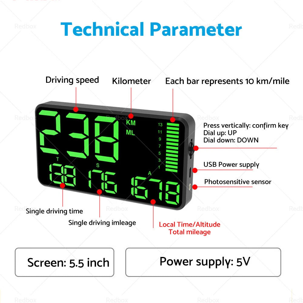 5.5'' Speedometer Odometer Display MPH/KMH with Alarm for Universal