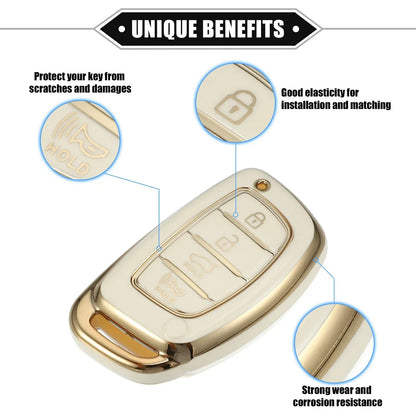 TPU White 4 x Button Remote Keyless Key Fob Cover for Hyundai Elantra Sonata