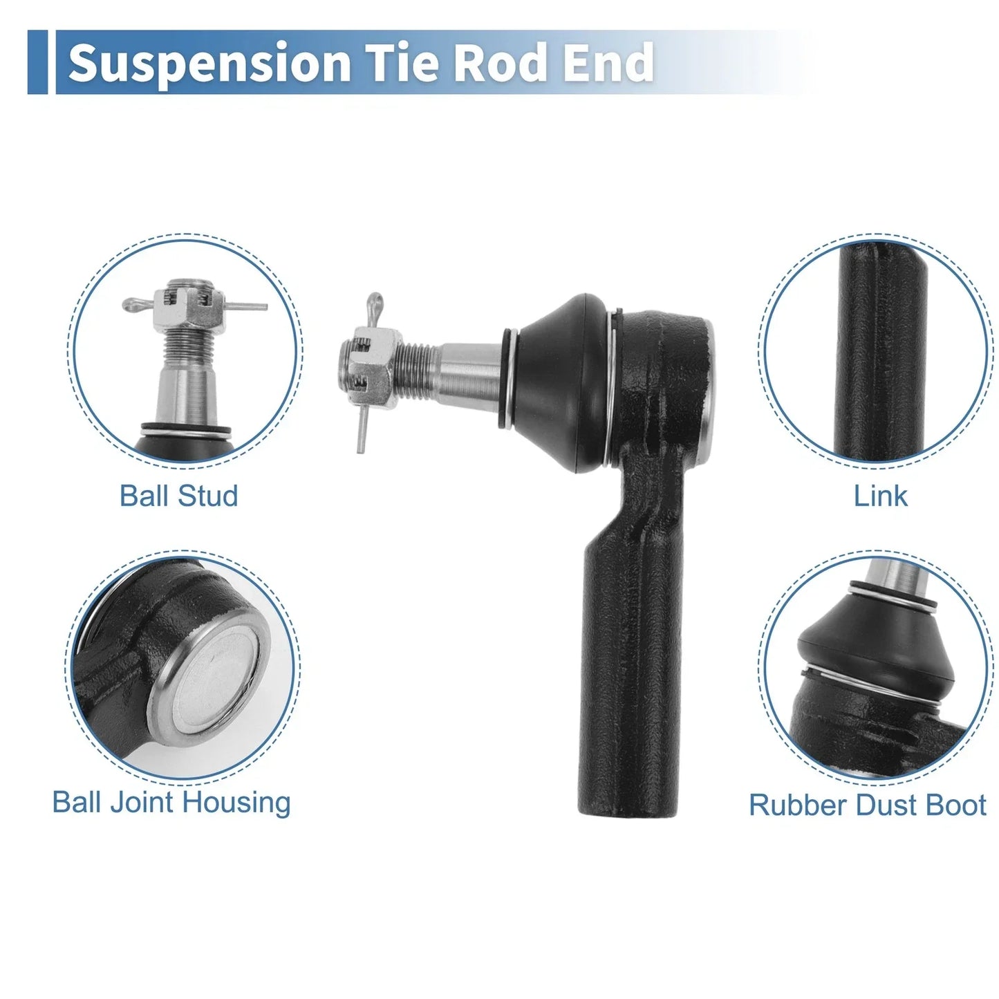 6pcs Front Inner Outer Tie Rod Ends with Boots for Dodge Ram 1500 (2011-2012)