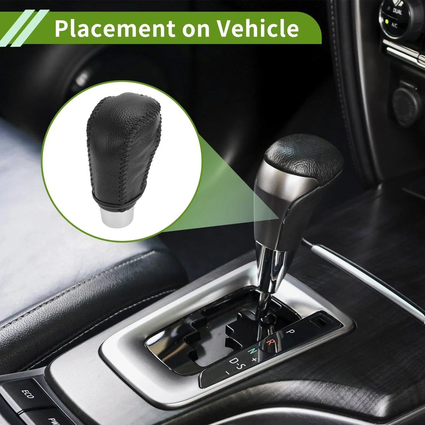 Gear Shift Knob Cover for Honda Civic 2016-2021 Pebbled Black Faux Leather