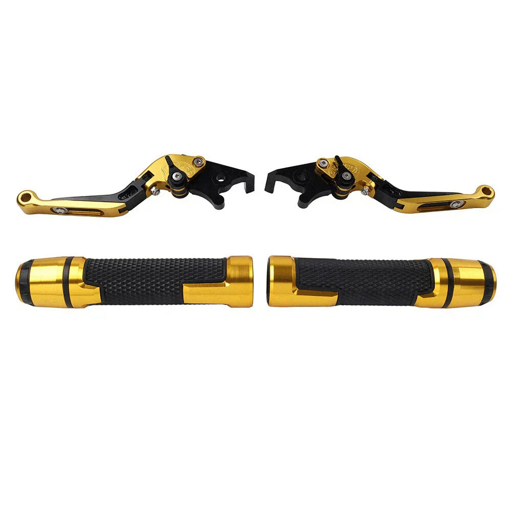Gold Extendable Brake Clutch Lever Grip Set for Yamaha YZF R1 R6