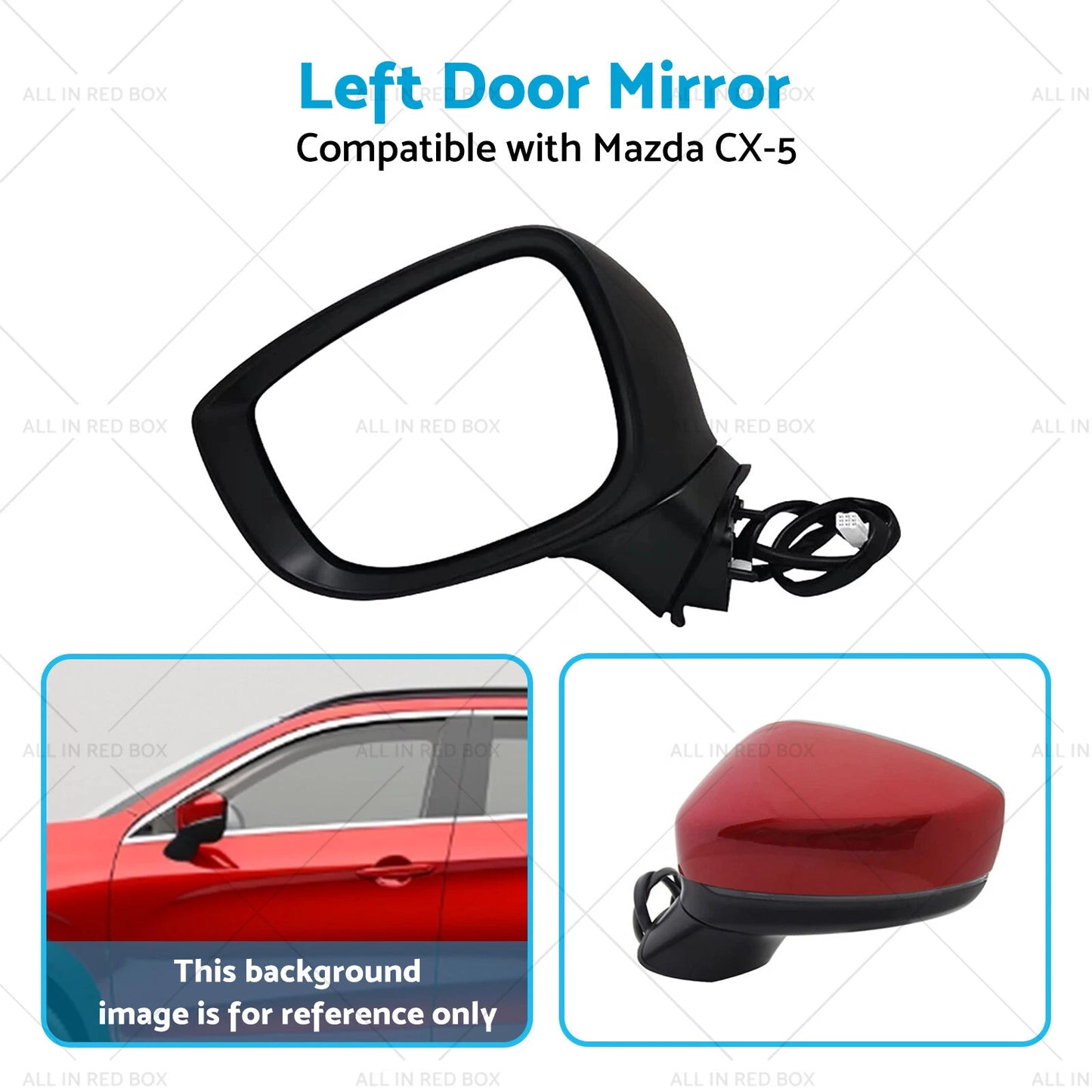 Left Door Mirror for Mazda CX-5 2017-2023 with Blind Spot Blinker Red