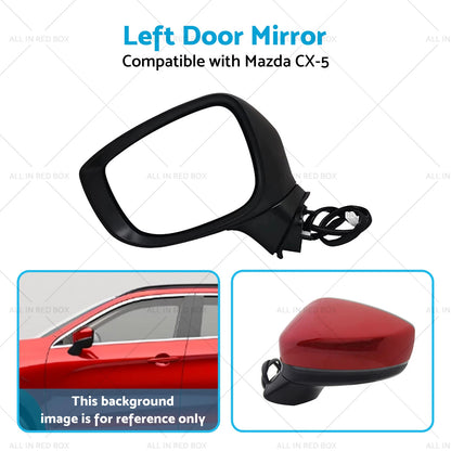 Left Door Mirror for Mazda CX-5 2017-2023 with Blind Spot Blinker Red