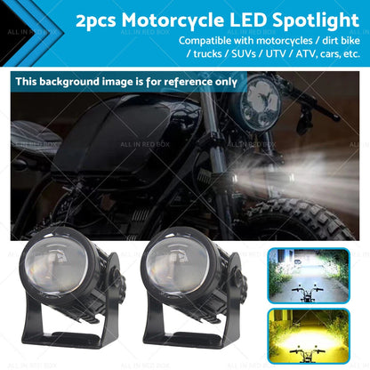 LED Motorcycle Headlight Spot Lights for Car Driving Fog Lamp Yellow White (12-24V)