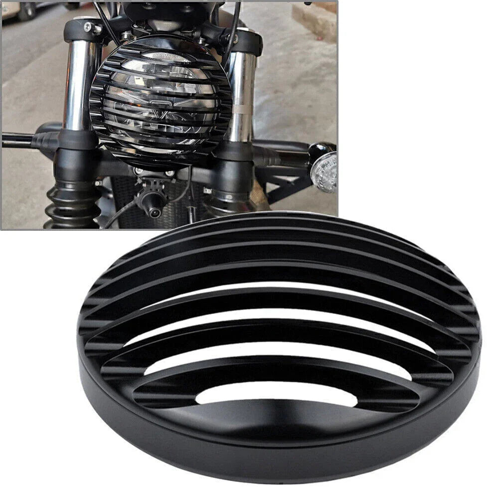 Black Aluminum Shallow Cut Headlight Grill Cover for Bobber