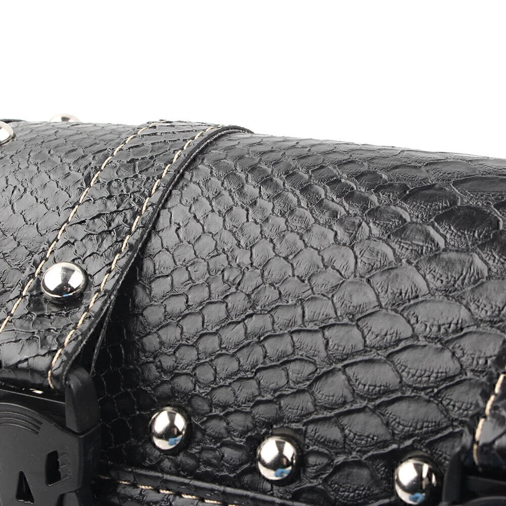 Leather Motorcycle Tool Bag for Universal Fork Handlebar Saddlebag Roll