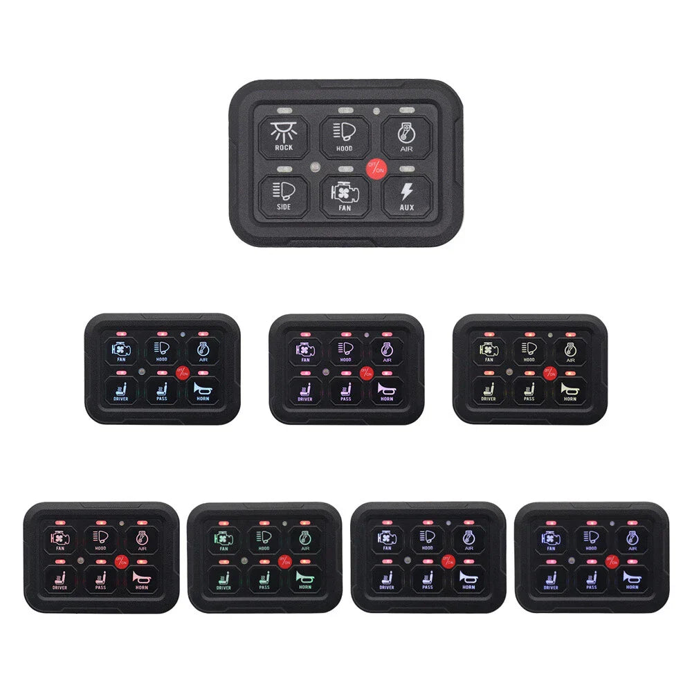 6 Gang Switch Panel Circuit Breaker Relay Kit for Car Truck UTV 12V-24V