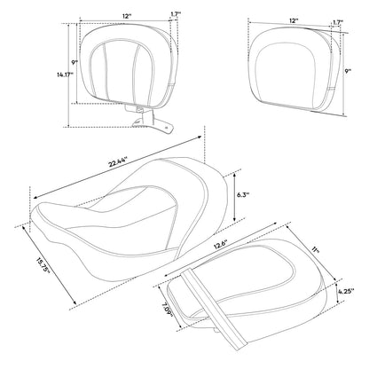 Driver & Passenger Seats with Backrest for Harley CVO Road Street Glide (09-23)