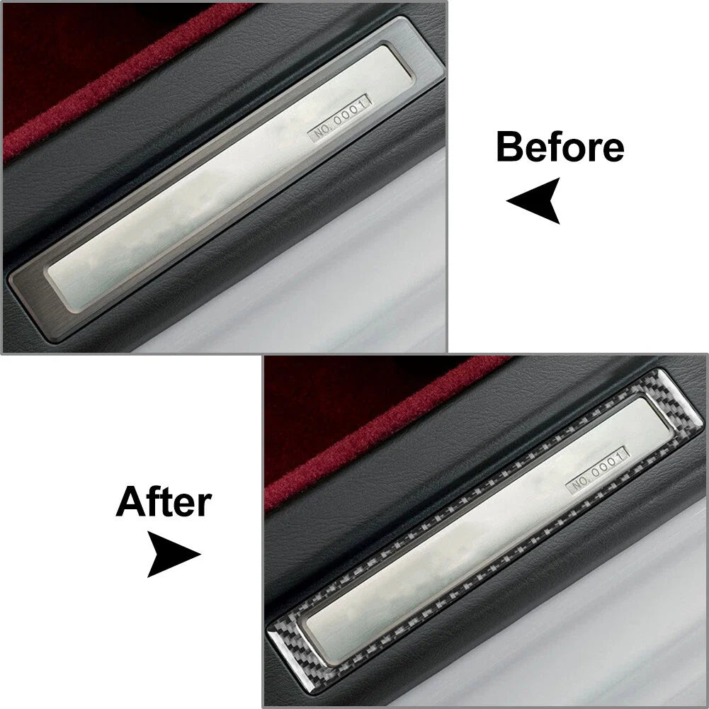 Carbon Fiber Black Interior Door Sill Accent Cover Trim for Honda S2000 (2004-09)