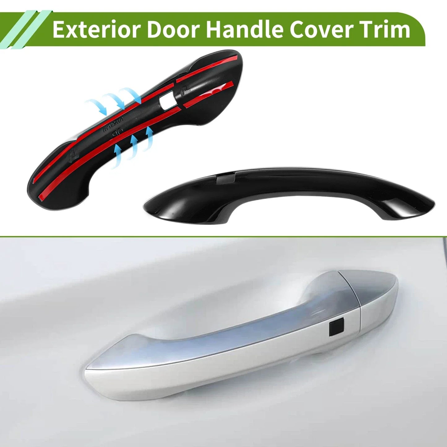 Exterior Door Handle Cover Trim for Hyundai Santa Fe 2019-2023 Gloss Black