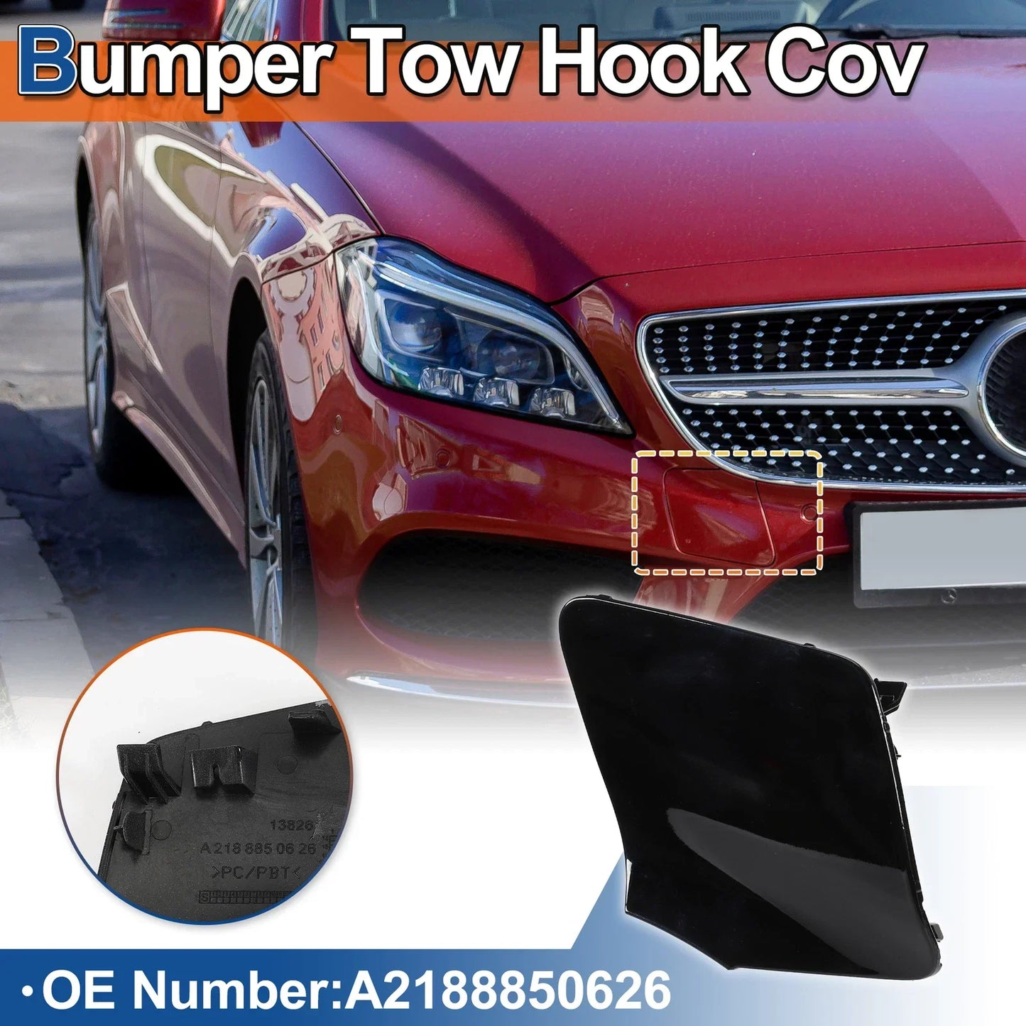 Front Bumper Tow Hook Cover for Mercedes-Benz CLS W218 (2012-2018) Black