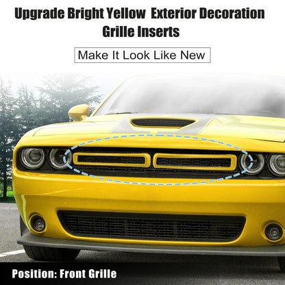 Front Grill Mesh Grille Inserts for Dodge Challenger 2015-2022 Yellow