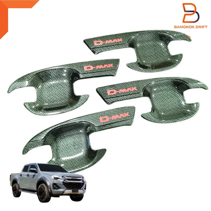 Carbon Fiber Red Door Handle Insert Trim for Isuzu D-Max (2020-2025)