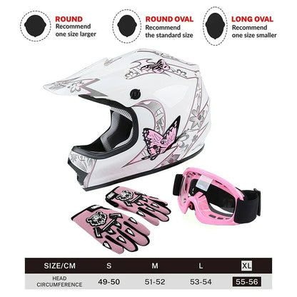 Youth Kid Pink Helmet for Motocross ATV Full Face Offroad (S/M/L/XL)