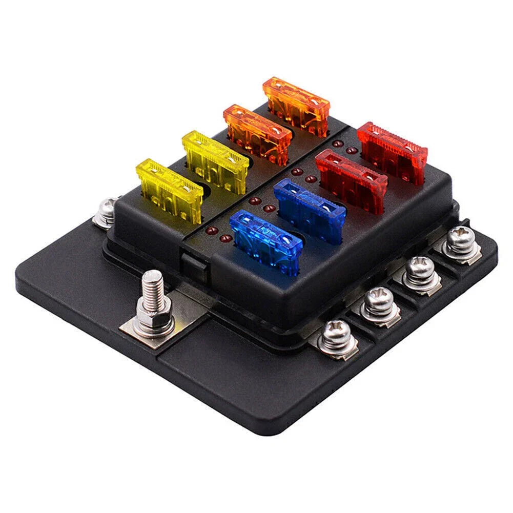 8 Way LED Fuse Box Block Holder Universal Waterproof for Car (No Year Specified)