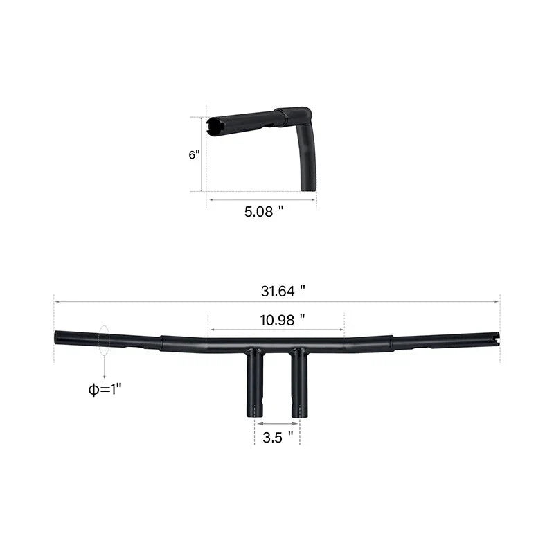6" Rise Fat 1.25" T-Bars Handlebars for Harley FLST FXST