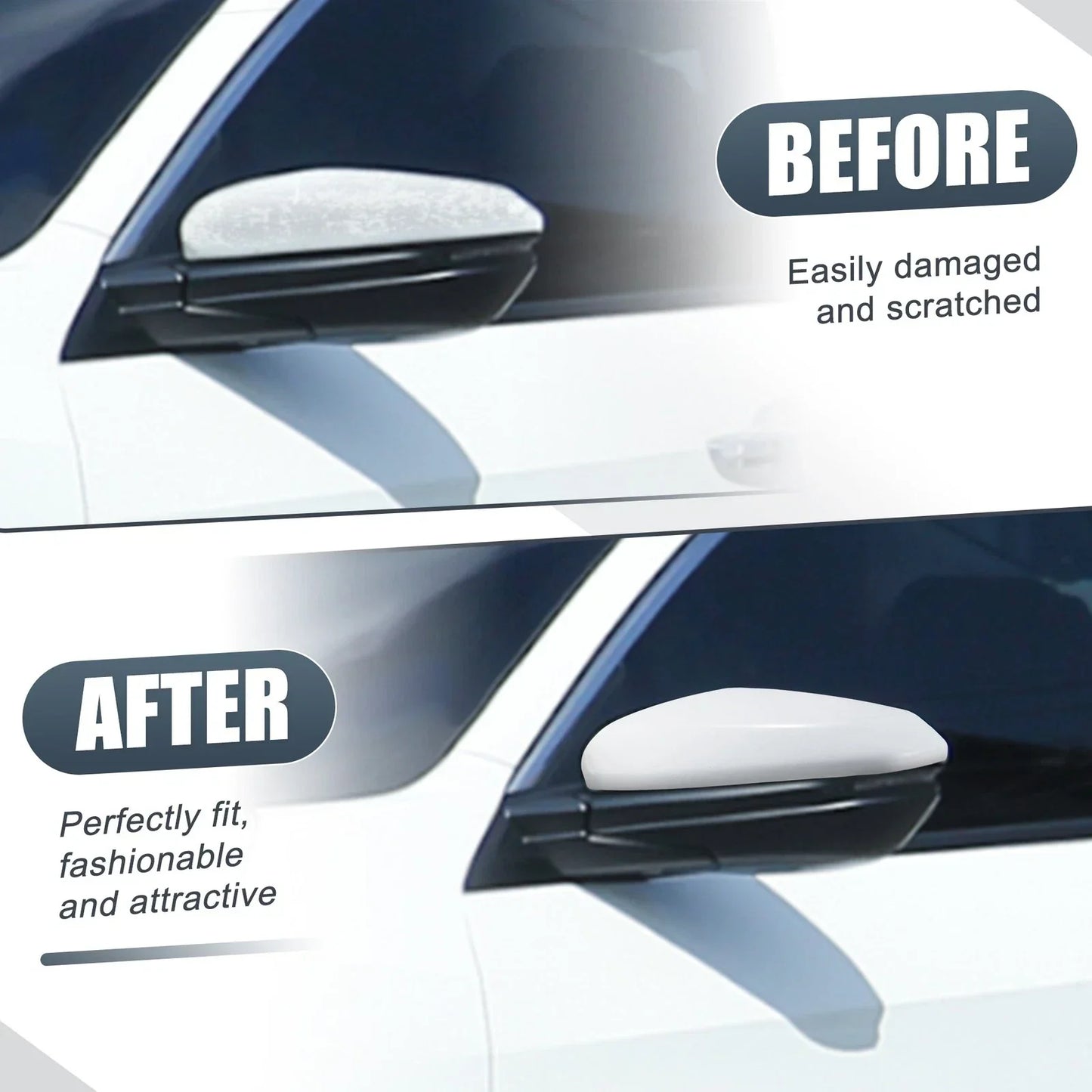 White Left Side Car Mirror Cover Caps for Honda Civic (2016-2021)