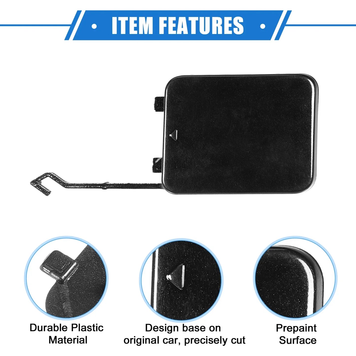 Tow Hook Cover for Mercedes-Benz W211 2002-2008 Plastic Black Rear Right