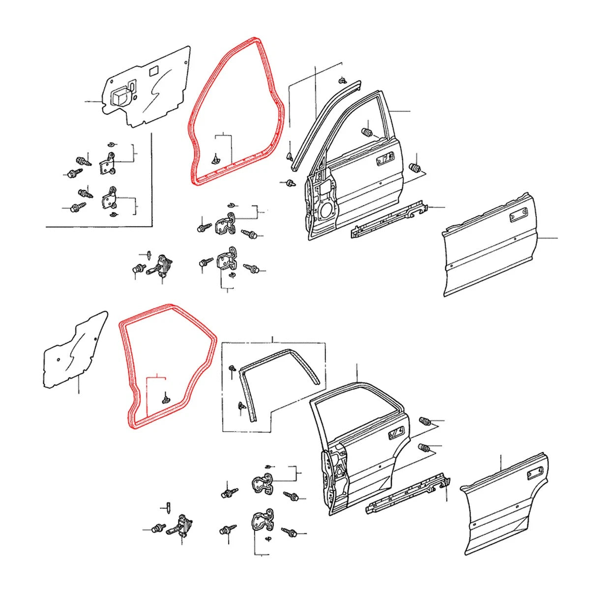 Front & Rear Door Weatherstrip Set for Honda City Type Z Sedan 1996-2002