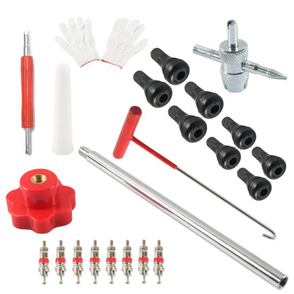Tire Valve Core Tool Kit - Quick Change with Red Handle for Cars