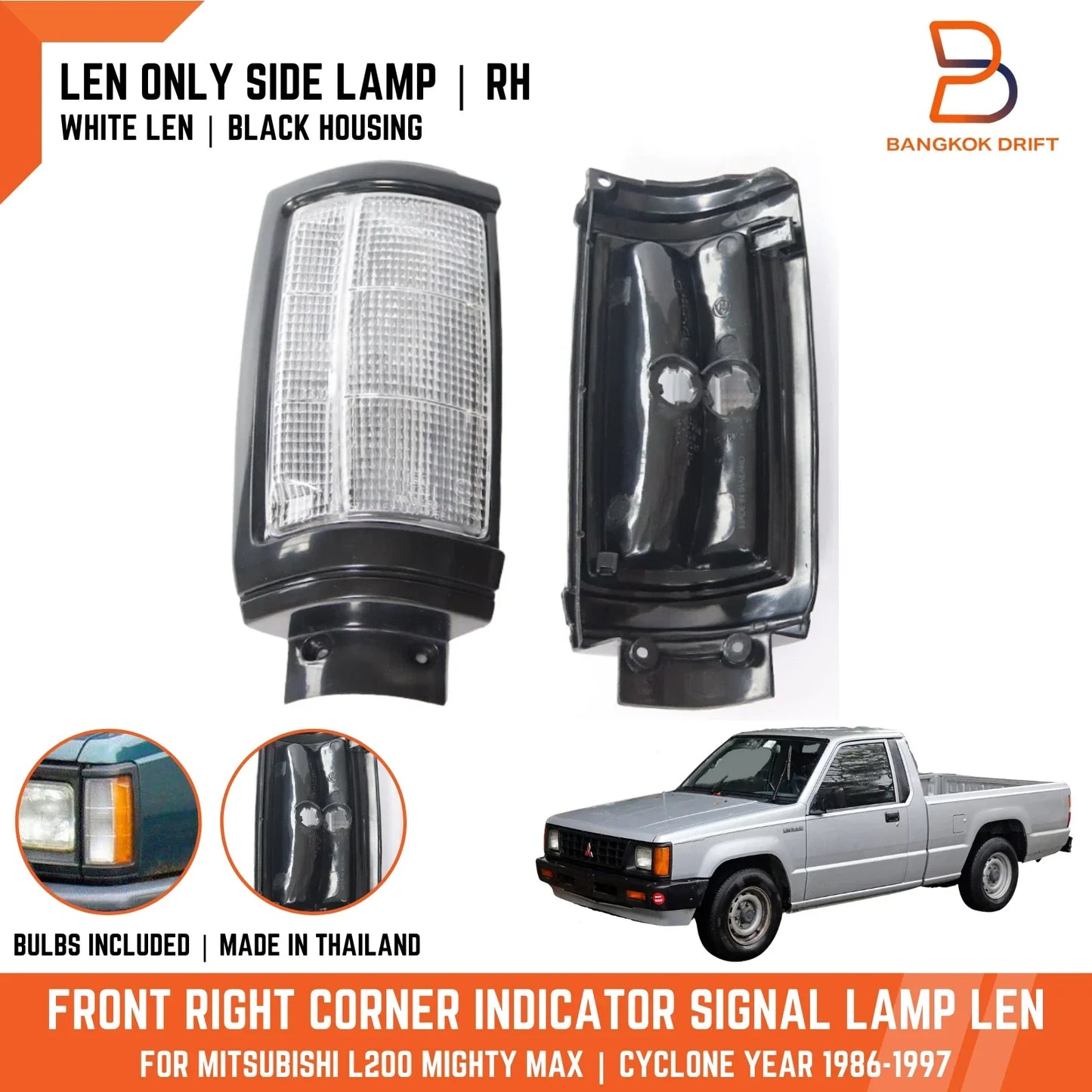 Black Front Corner Signal Light for Mitsubishi Triton UTE (1987-1996)