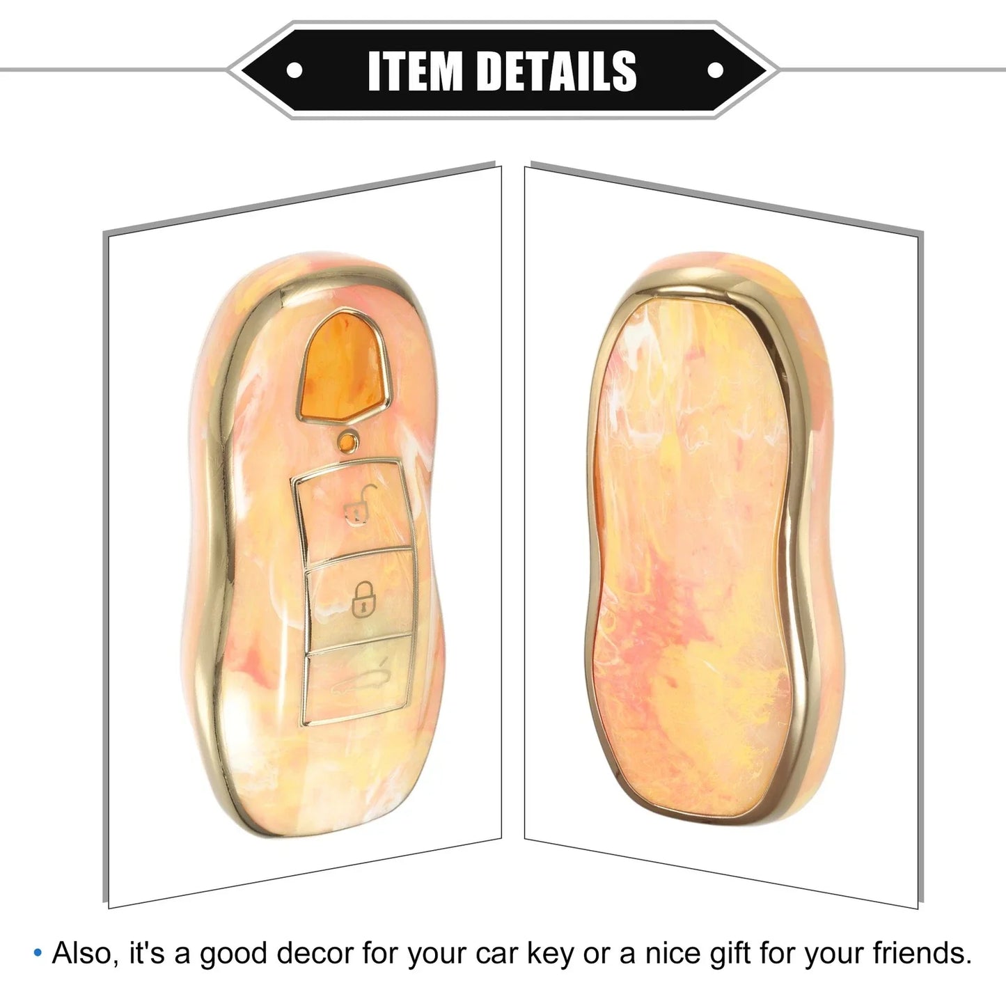Smart Key Fob Case Cover for Porsche Cayenne 2011-2018 - TPU Orange