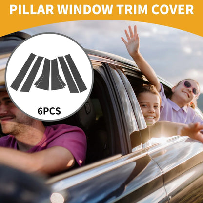 6 x Door Pillar Window Trim for Honda Fit (2013-2019) Carbon Fiber Black